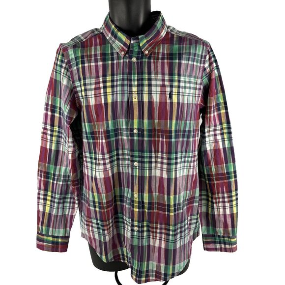 Boys Ralph Lauren Long Sleeve Button Down Shirt Size XL (18-20) Plaid Indian - Picture 6 of 7